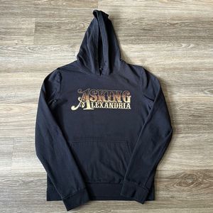VINTAGE Y2K ASKING ALEXANDRIA GRAPHIC BLACK LONG SLEEVE HOODIE WOMENS